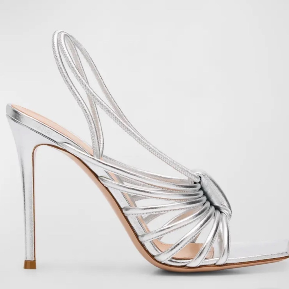 Gianvito Rossi Metallic Strappy Caged Slingback Sandals